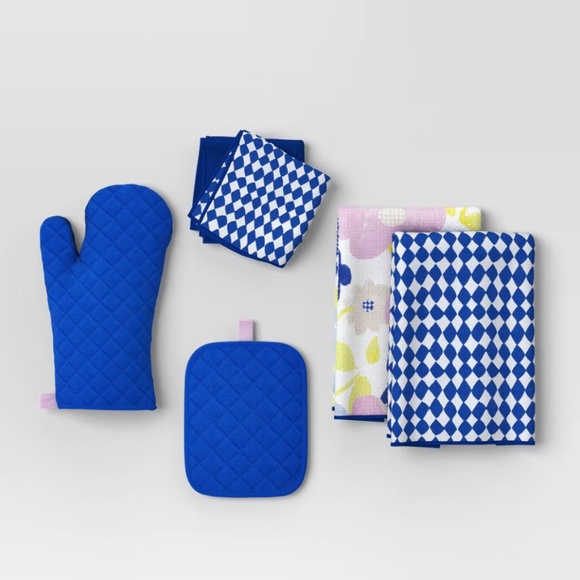 6pc Kitchen Textile Set - Room Essentials Blue/Purple - Picture 1 of 4